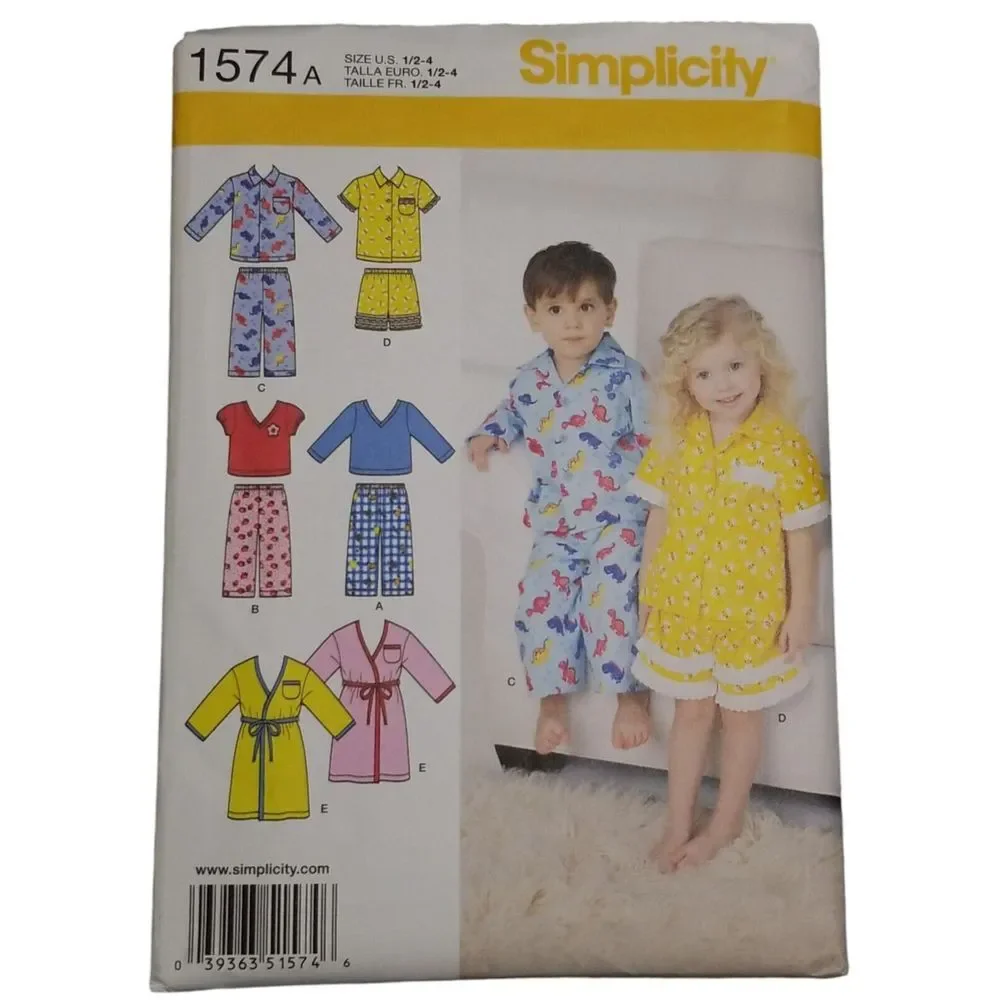 Simplicity 1574 Toddler Robe, Pants, Shorts, Shirt, Knit Top NEW Sewing Pattern